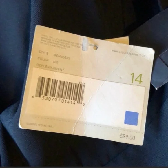 New Liz Claiborne Kylie Black Straight Leg Dress Pants Trousers Women’s Size 14 - Picture 10 of 13